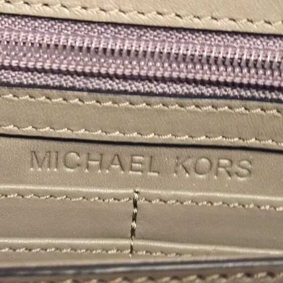 Michael Kors Lana Color Block Leather Envelope Clutch Bag 2015 Black/Grey/Taupe - Picture 4 of 12